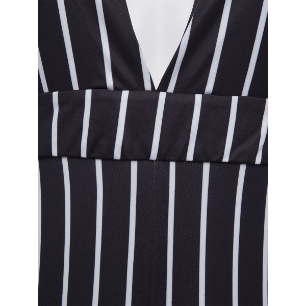 Plus Size Stripe V-Neck Rompers