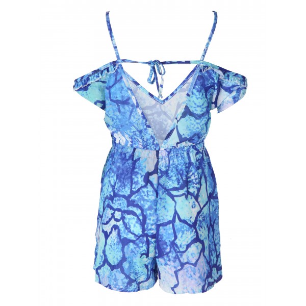 Loose Printed Spaghetti Strap Rompers