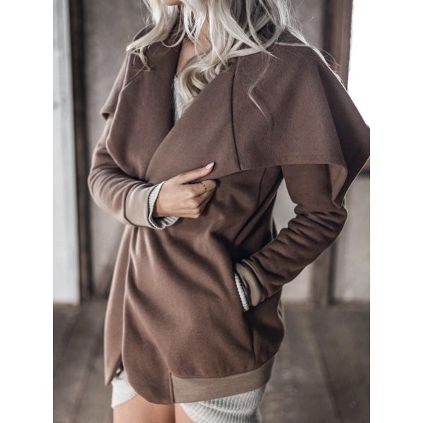 Plain Wrapped Loose Pocket Hoodie Jacket