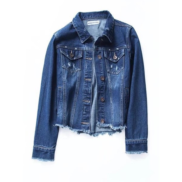 Fringe Button Up Pocket Wome's Denim Jacket