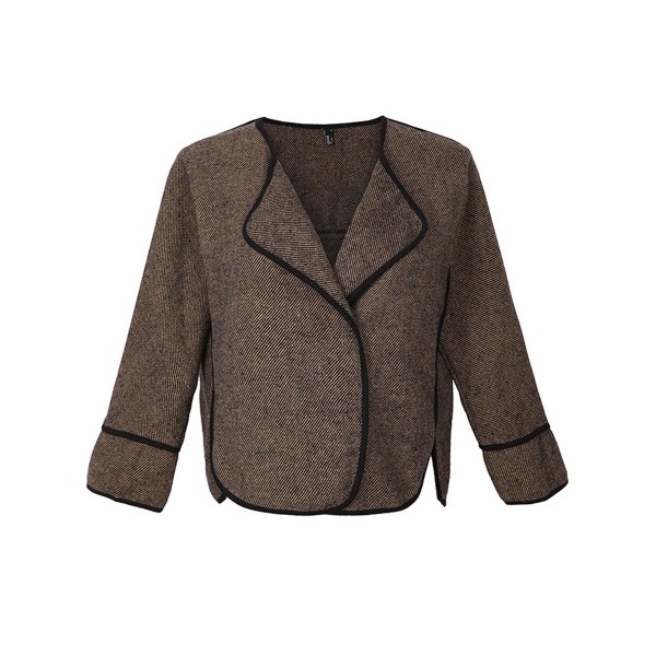 Lapel Plain Asymmetric Patchwork Women's Jacket