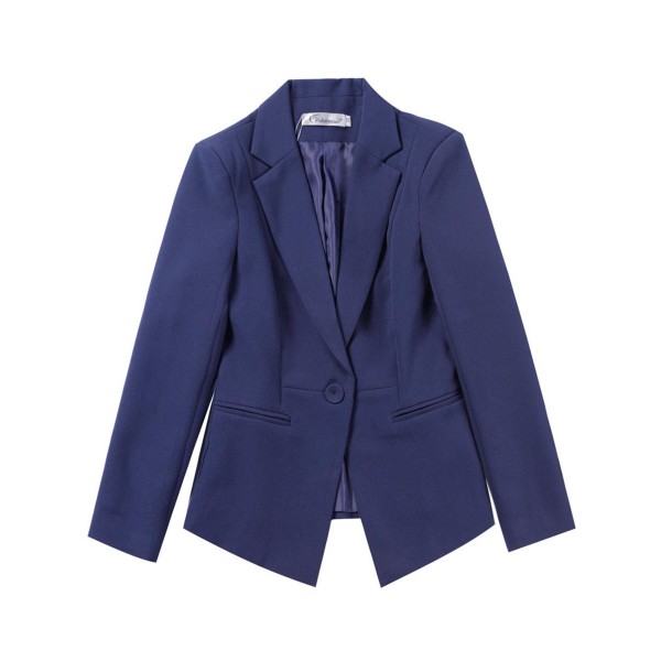 Button Plain Slim Lapel Women's Blazer