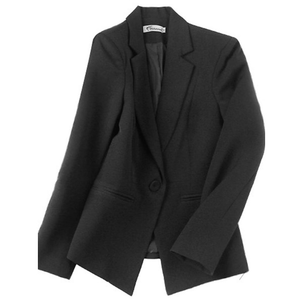 Button Plain Slim Lapel Women's Blazer