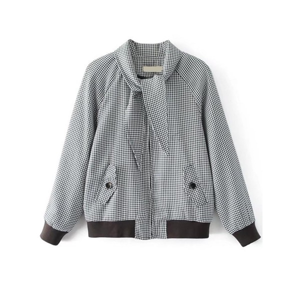 Pocket Gingham Pocket Loose Women's Jacket