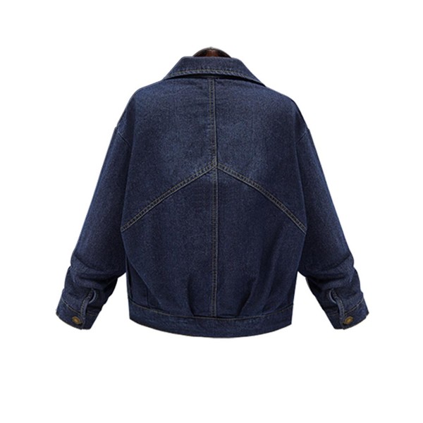 Button Pocket Lapel Denim Women's Jacket