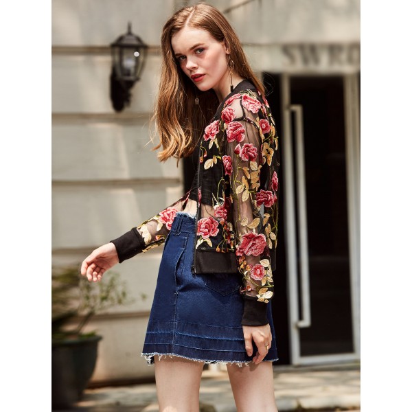 See-Through Embroidery Women's Jacket