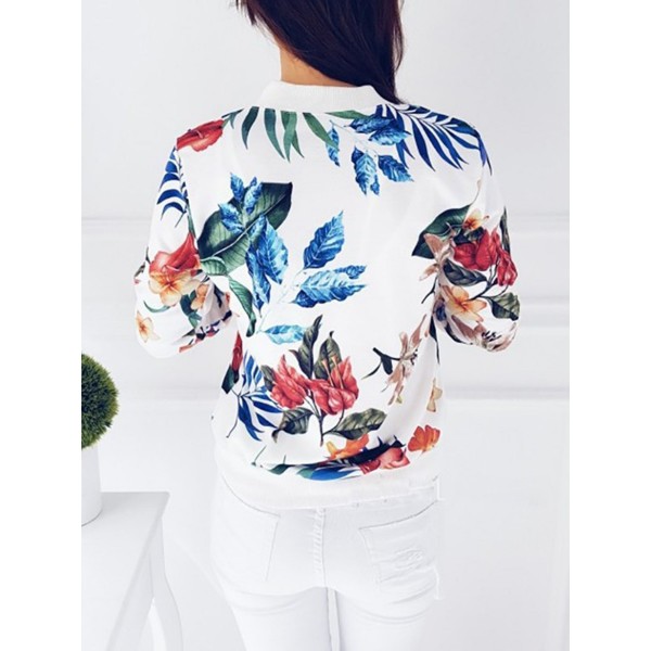 Zipper Floral Print Women's Jacket