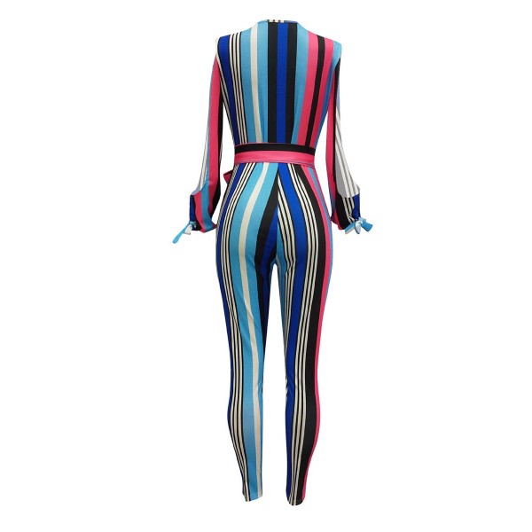 Stripe Lace-up Women's Jumpsuits