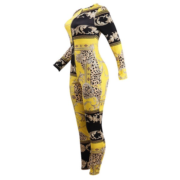 Sexy Print Long Sleeve Skinny Women's Jumpsuit