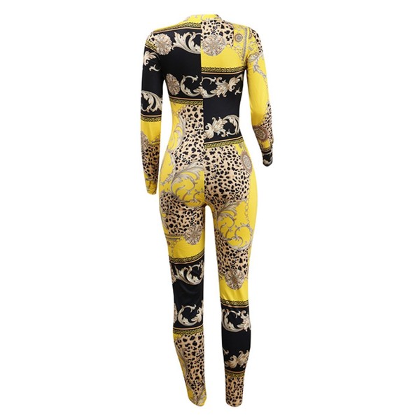 Sexy Print Long Sleeve Skinny Women's Jumpsuit