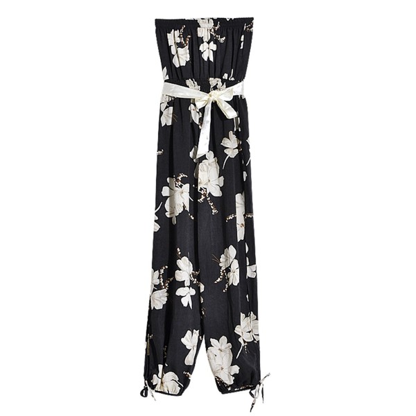 Floral Print Lace Up Backless Jumpsuits