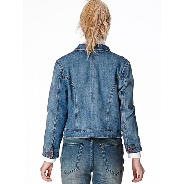 Single Row Buckle Women's Jeans Jacket