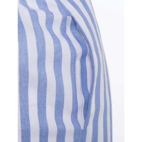 Stripe Straight Backless Pocket Women's Jumpsuit