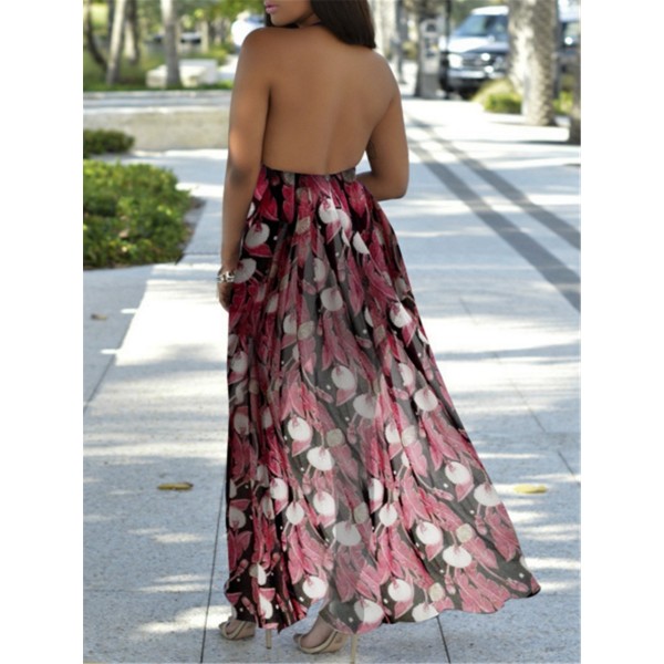 Floral Print Backless Vacation Women's Jumpsuit