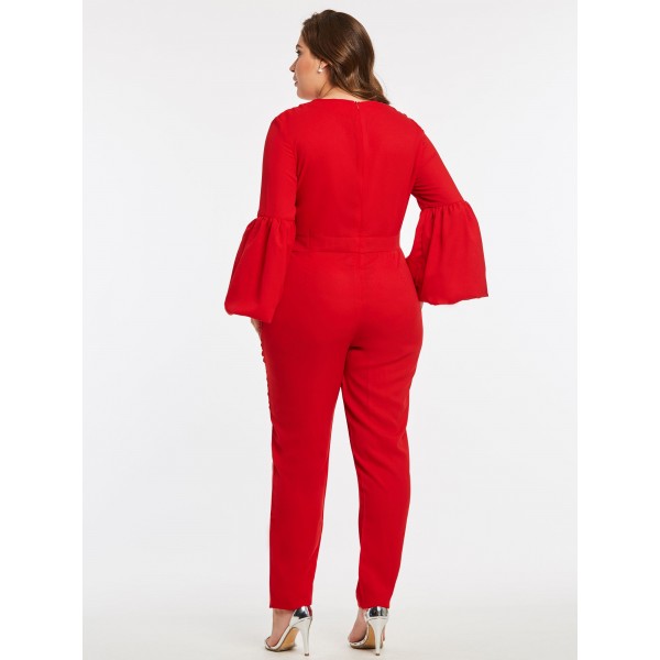 Slim Plus Size Puff Sleeves Women's Jumpsuits