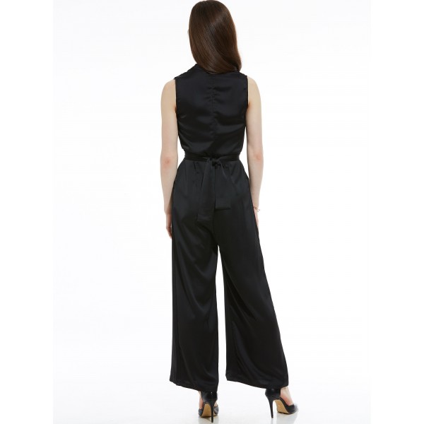 Slim Plain Wide Legs Women's Jumpsuit