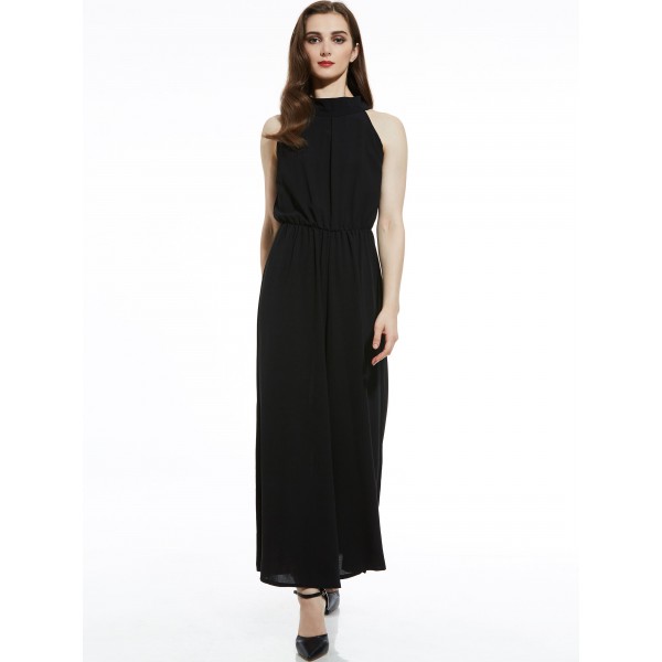 Slim Mid-Waist Plain Wide Legs Women's Jumpsuit