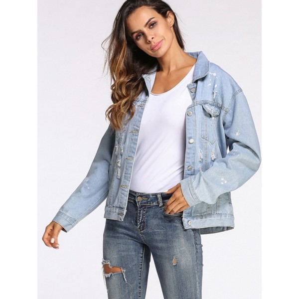 Light Color Denim Worn Women's Jacket