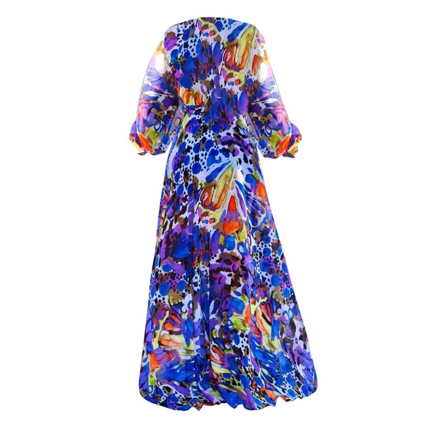 Hot Floral Chiffon Sexy V-Neck Maxi Dress