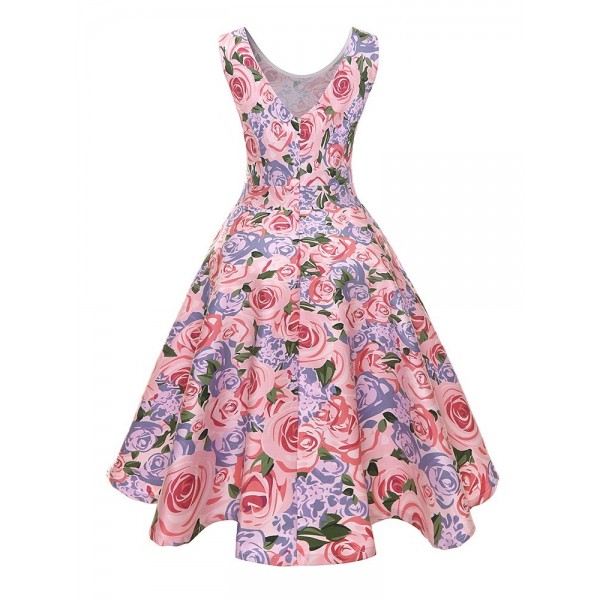 Floral Print Sleeveless Women's Skater Dress