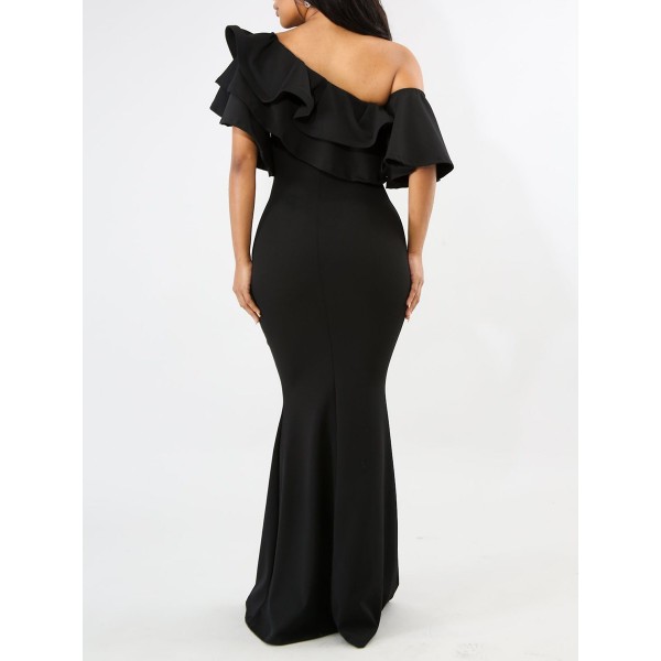 Off Shoulder Falbala Fishtail Women's Dress