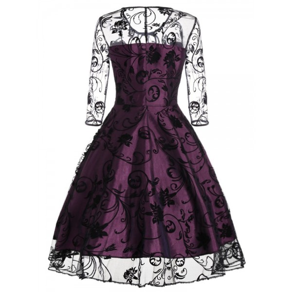 Floral Printing A-Line Skater Dress