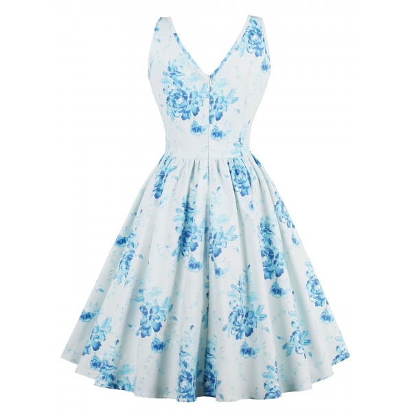 Floral High Waited Skater Dress