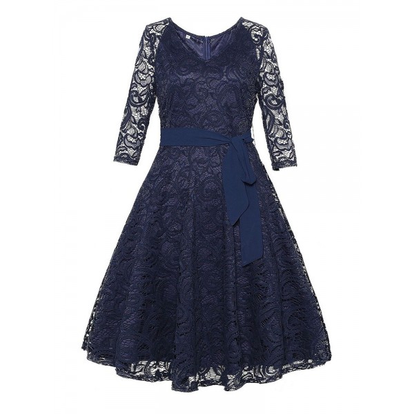 Lace Hollow Bowknot Women's Dress