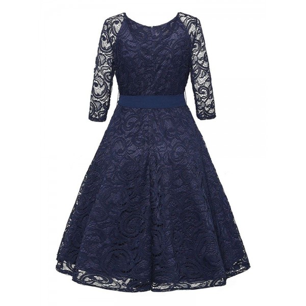 Lace Hollow Bowknot Women's Dress