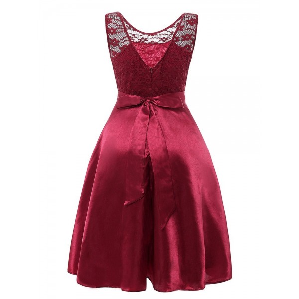 Lace Patchwork Sleeveless Women's Skater Dress