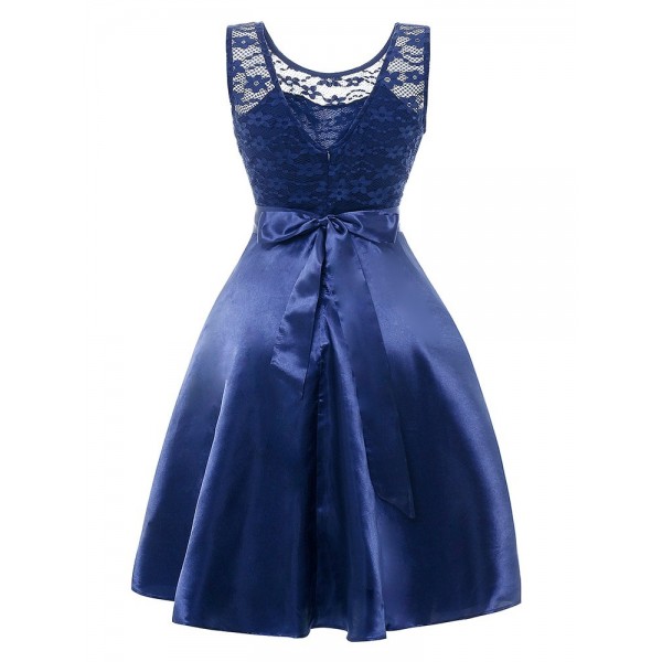 Lace Patchwork Sleeveless Women's Skater Dress