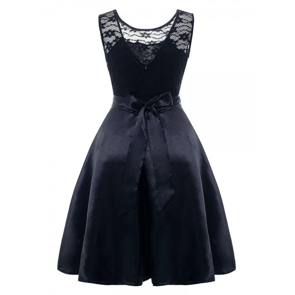 Lace Patchwork Sleeveless Women's Skater Dress