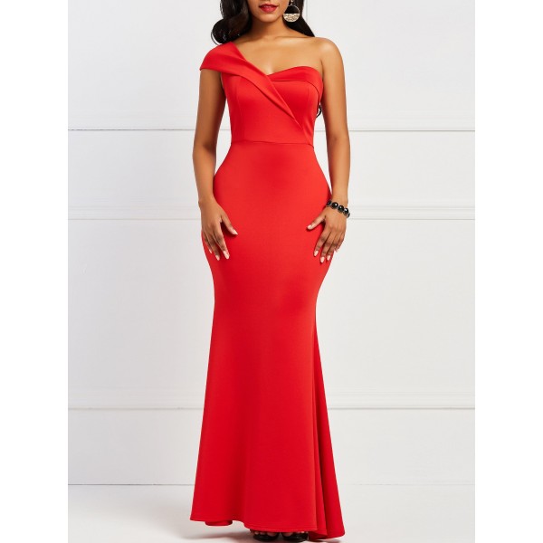 One Shoulder Bodycon Maxi Dress