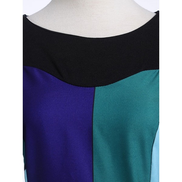 Chic Halloween Color Block Long Sleeve Dress